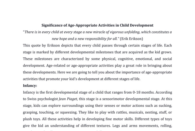write content on preschool education and child development